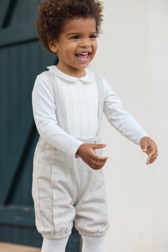 Salopette - Beige chiné à boutons - Image principale