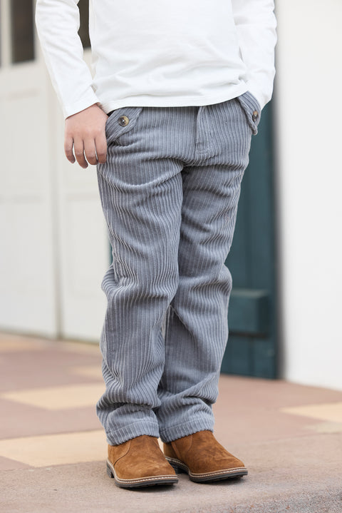Pantalon - Gris chiné en velours - Image principale