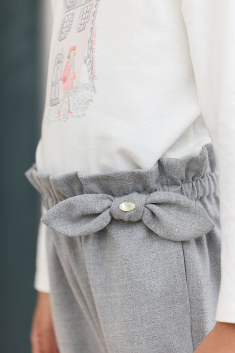 Pantalon - Gris chiné en flanelle - Image principale