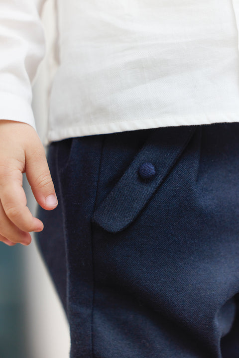 Pantalon - Marine en flanelle - Image principale