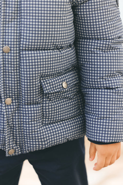 Down jacket - Navy Two-tone gingham - Image principale