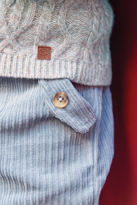 Pantalon - Bleu grisé en velours - Image principale