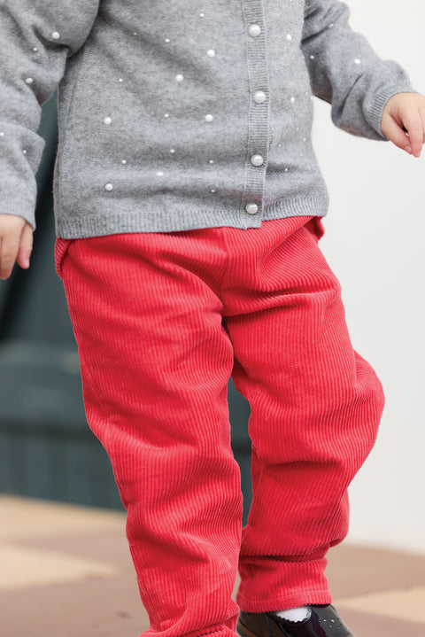 Pantalon - Praline velours nœud - Image principale