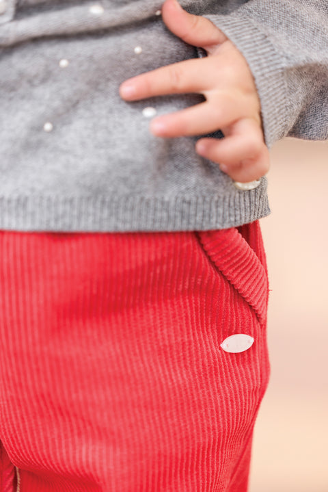 Pantalon - Praline velours nœud - Image principale