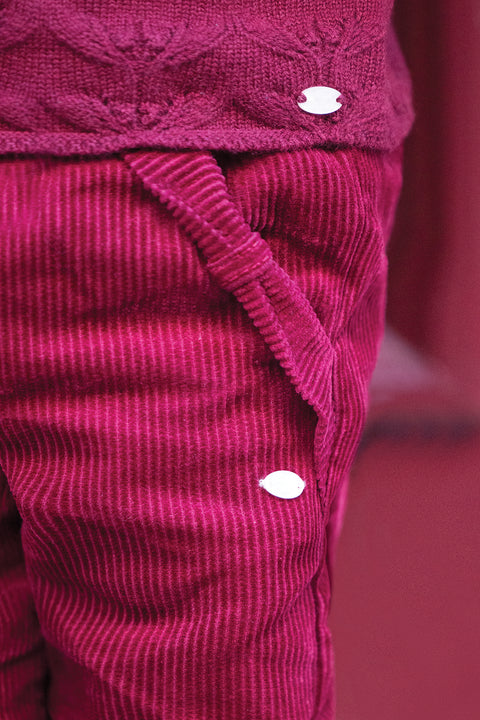 Pantalon - Prune velours nœud - Image principale