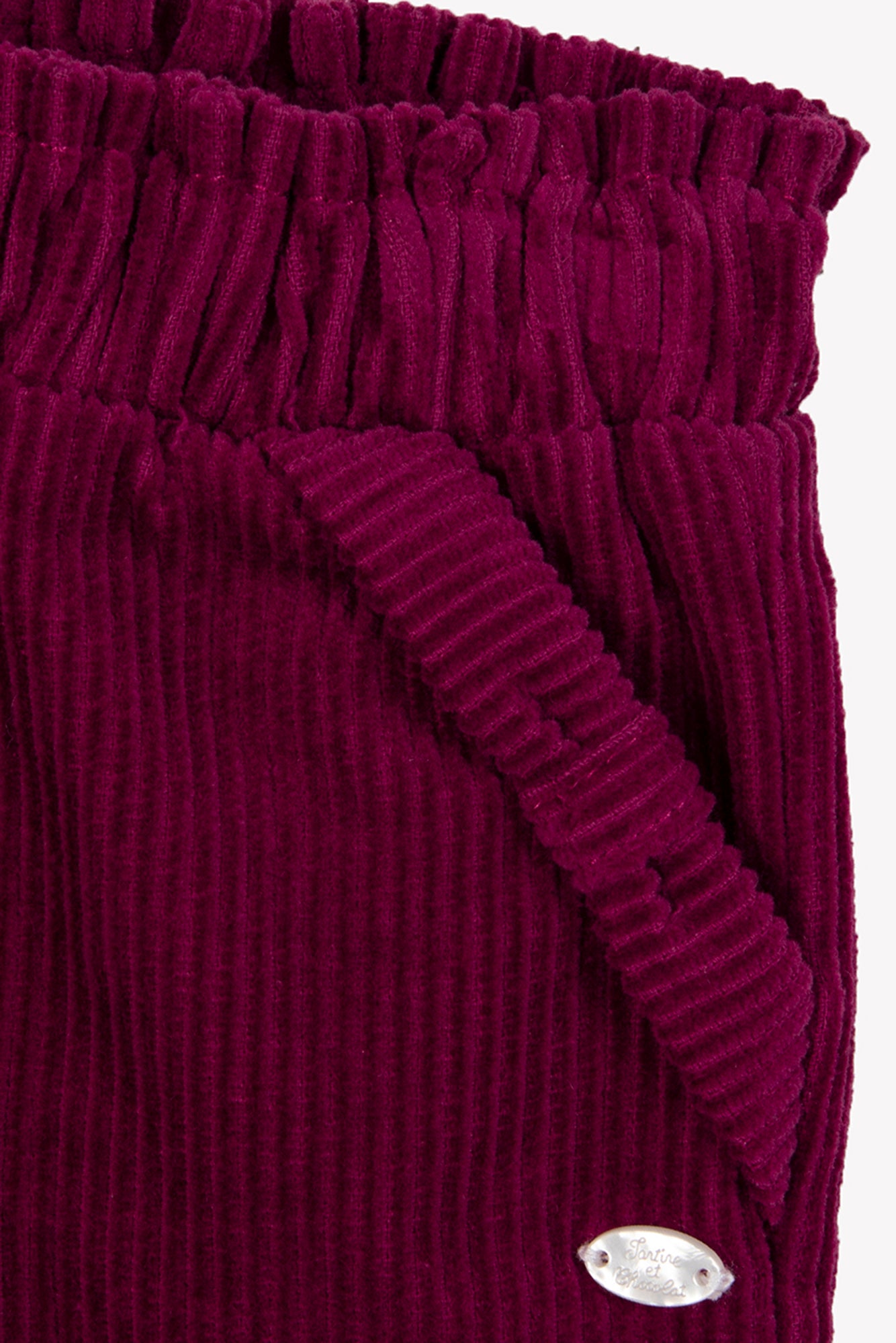 Pantalon - Prune velours nœud