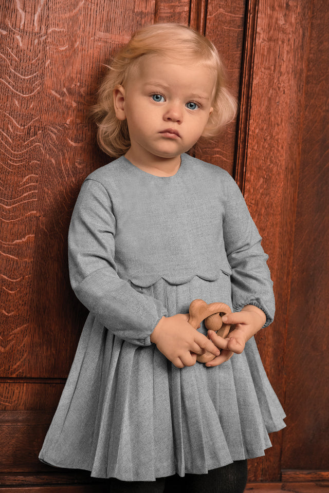 Robe - Gris chiné plis religieux - Image principale