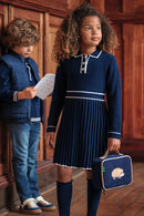 Kleid - Marineblau Falten-