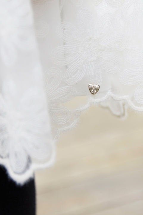 Kleid - Ecru Blütentüll - Image principale