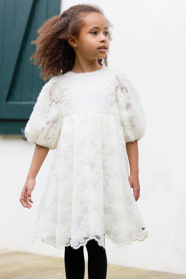 Kleid - Ecru Blütentüll - Image principale