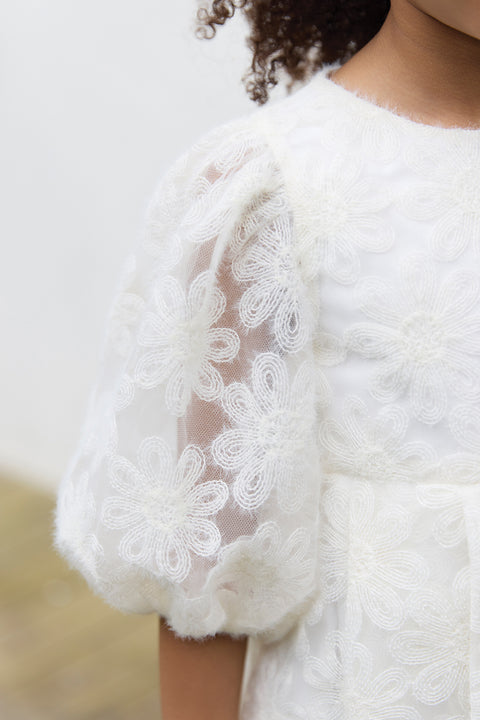 Kleid - Ecru Blütentüll - Image principale