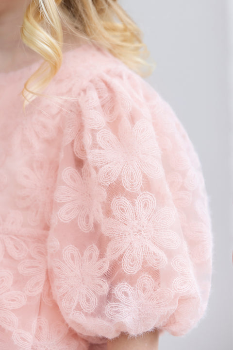 Dress - Pink powdery flower tulle - Image principale