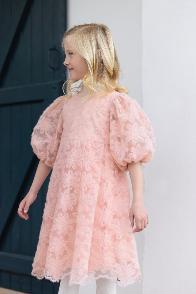 Dress - Pink powdery flower tulle - Image principale
