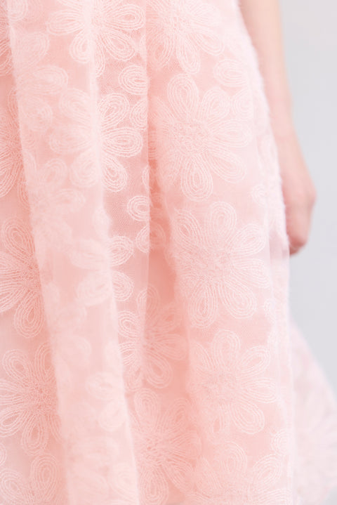 Dress - Pink powdery flower tulle - Image principale