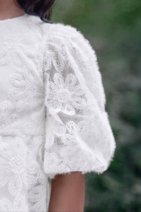 Robe - Ecru tulle fleuri - Image principale