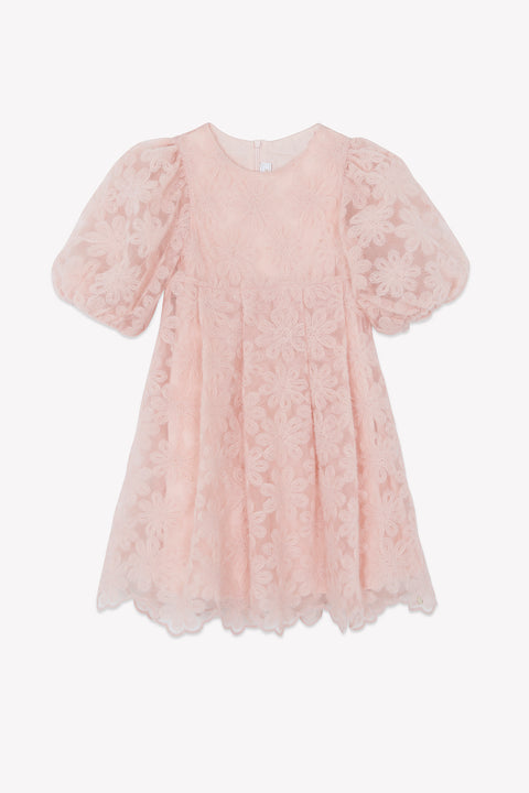 Robe - Rose poudré tulle fleuri - Image principale