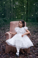 Robe - Ecru en voile brodé