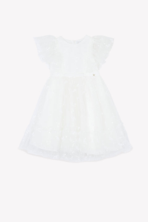 Robe - Ecru en voile brodé - Image principale