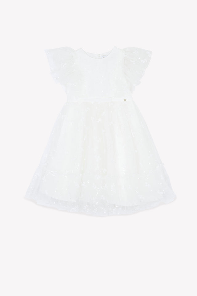 Robe - Ecru en voile brodé - Image principale