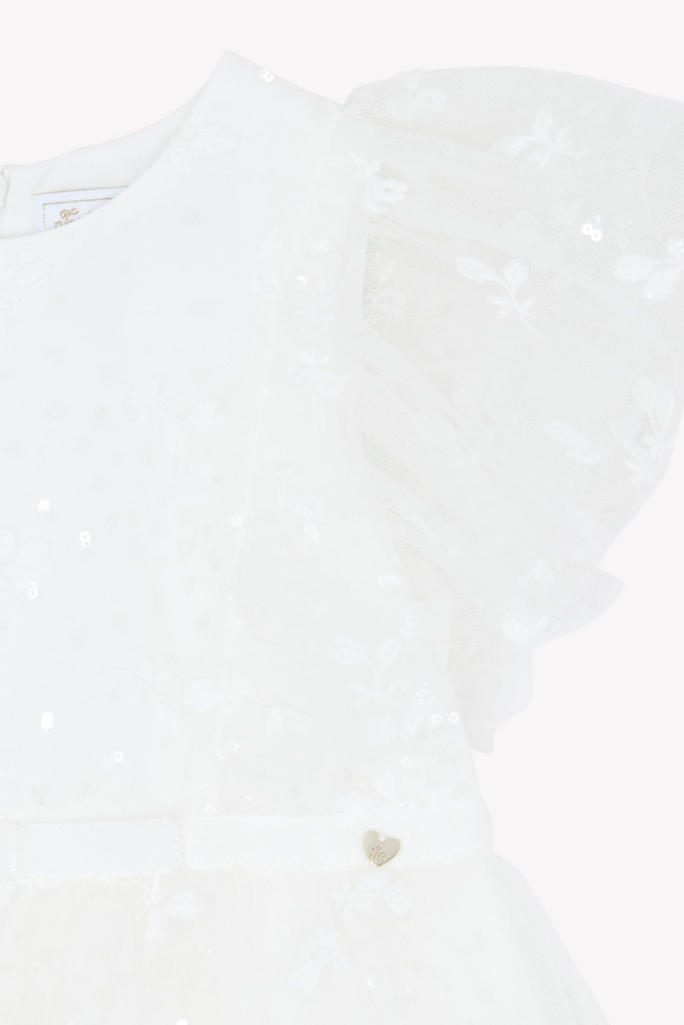 Robe - Ecru en voile brodé