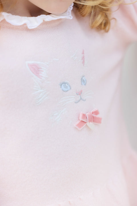 Robe - Rose pâle broderie chat - Image principale