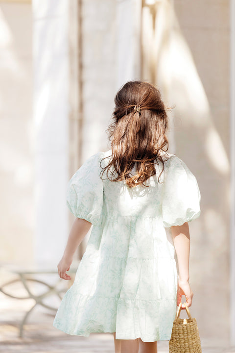 Robe - Vert d'eau inspiration Toile de Jouy - Image principale