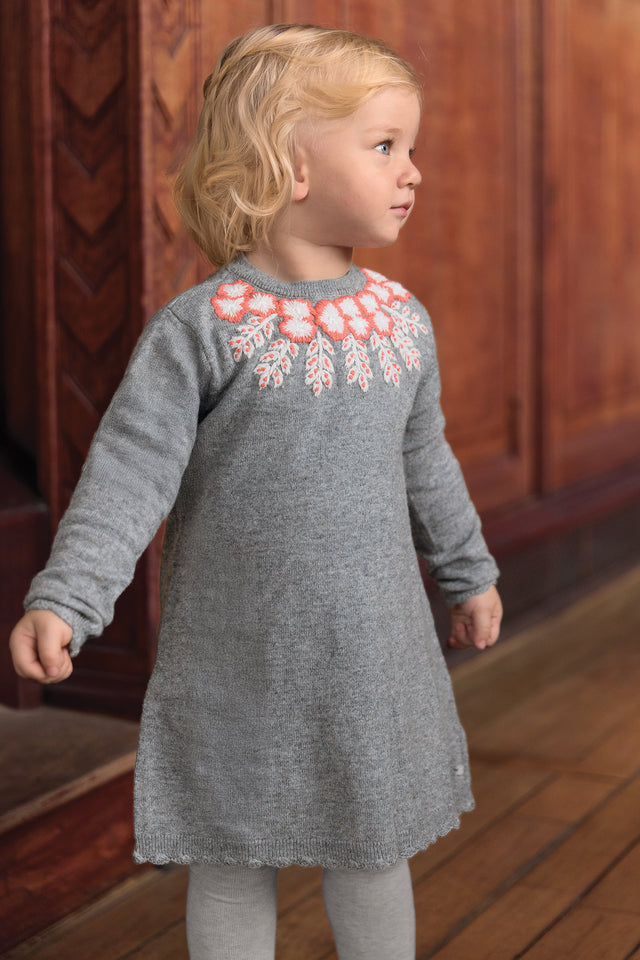 Robe - Gris chiné broderies - Image principale