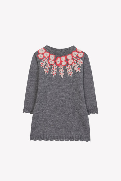 Dress - Mottled grey embroidered - Image principale