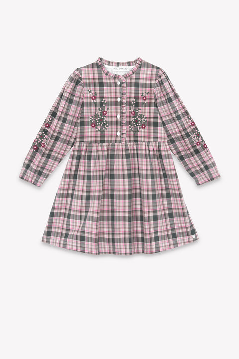 Dress - Grey-green check - Image principale