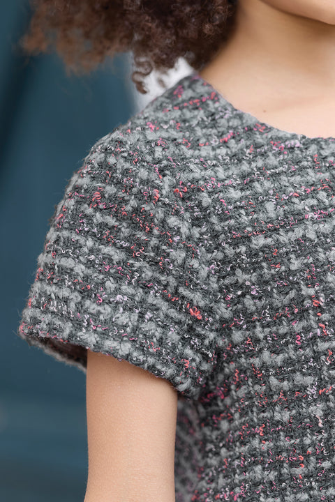 Robe - Gris foncé en tweed - Image principale