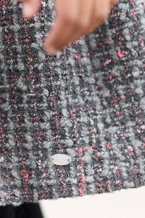 Robe - Gris foncé en tweed - Image principale