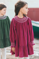 Kleid - Magenta Samt