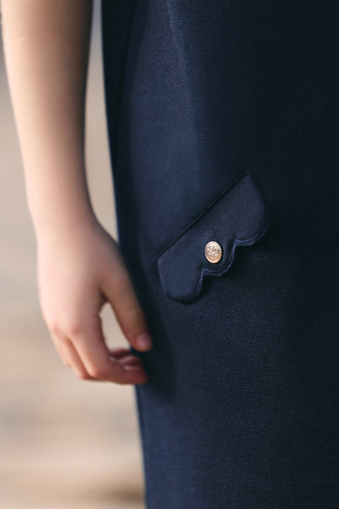 Robe - Marine col volanté - Image principale