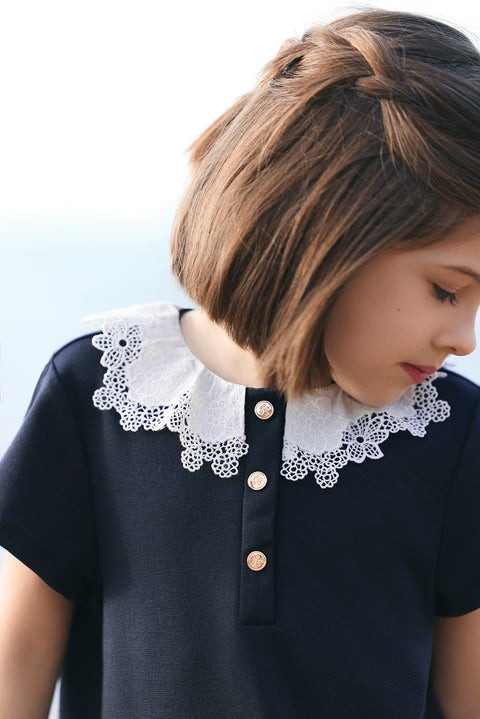 Robe - Marine col volanté - Image principale