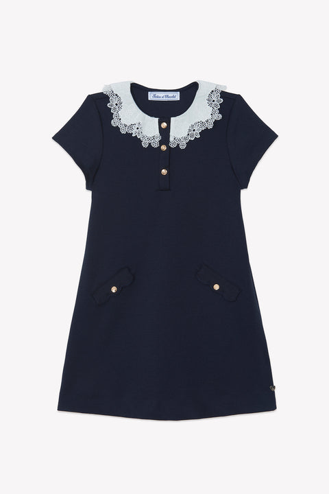 Dress - Navy ruffled collar - Image principale
