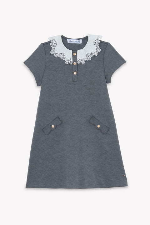 Dress - Mottled grey ruffled collar - Image principale