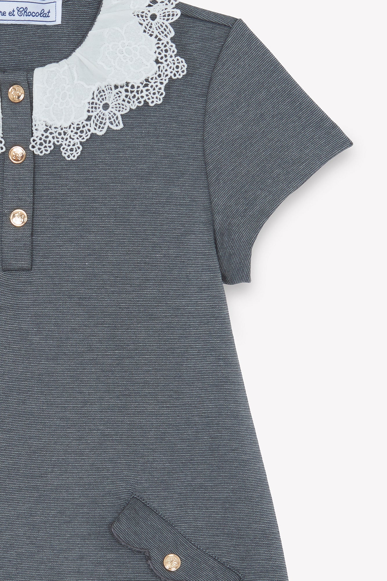 Jurk - Grijs China Kraag met ruches