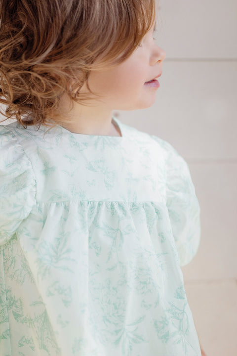 Robe - Vert d'eau inspiration Toile de Jouy - Image principale
