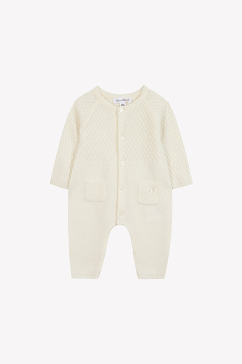Long jumpsuit - Ecru 100% cashmere - Image principale
