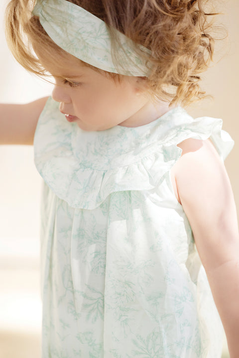 Hoofdband - Watergroen geïnspireerd op Toile de Jouy - Image principale