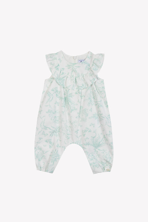 Combinaison longue - Vert d'eau inspiration Toile de Jouy - Image principale