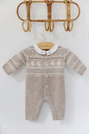 Lange Kombination - Greige jacquard