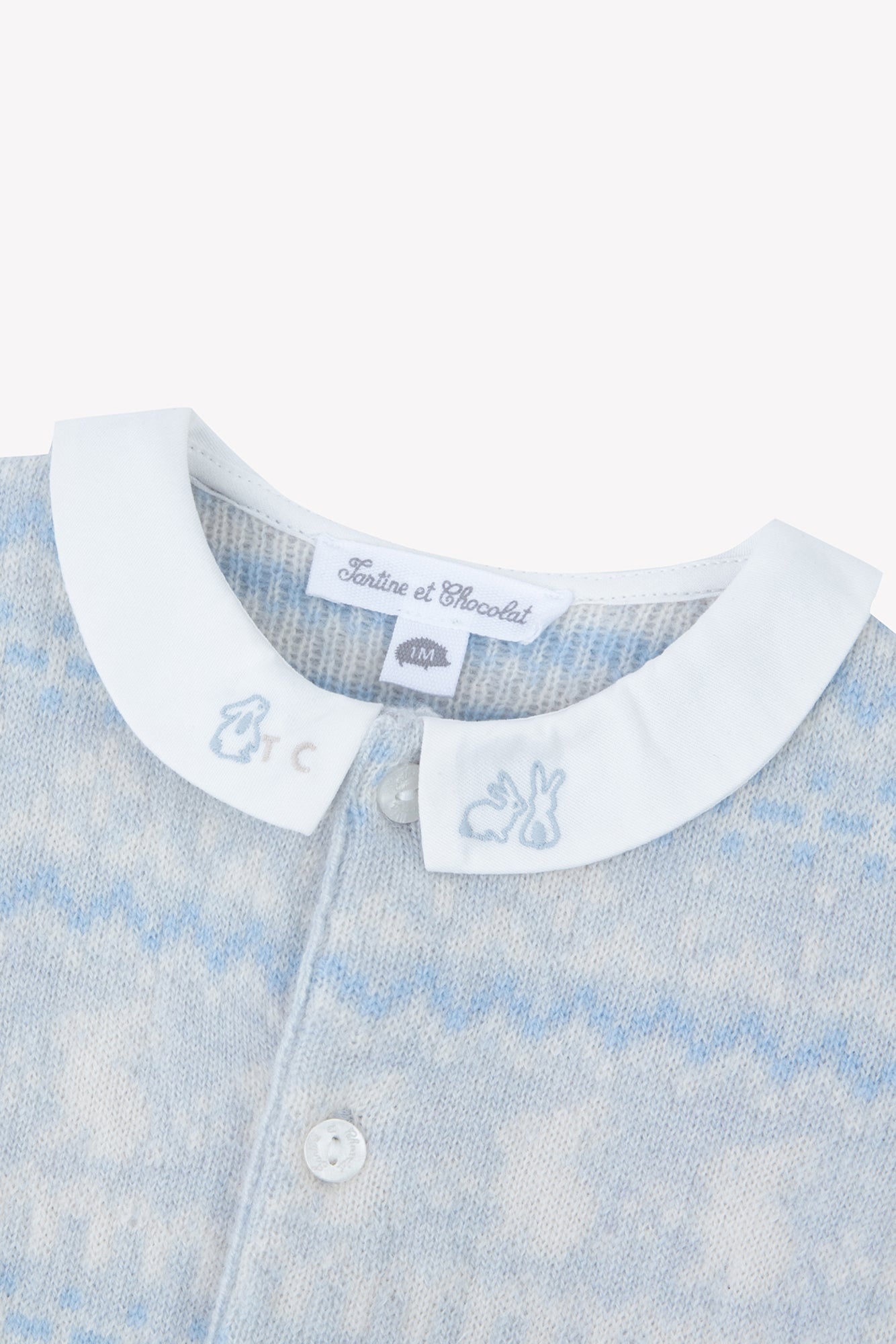 Combinaison longue - Bleu céleste jacquard