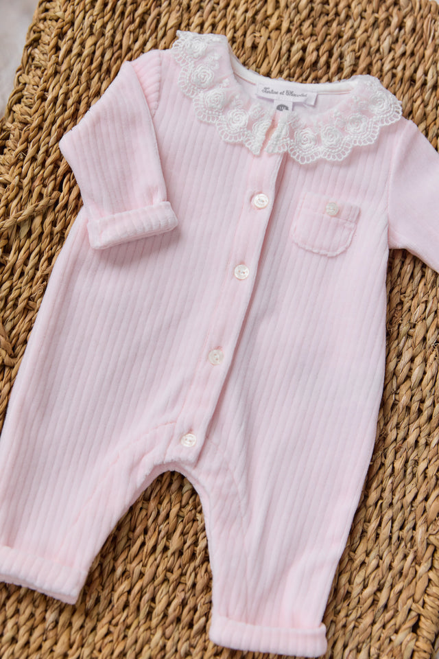 Jumpsuit long - Pale pink Velvet - Image principale