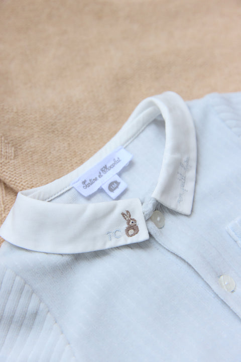 Combinaison longue - Bleu céleste velours - Image principale