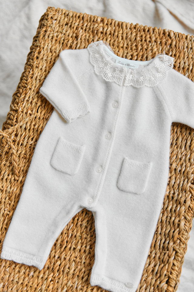 Combinaison longue - Ecru col dentelle - Image principale