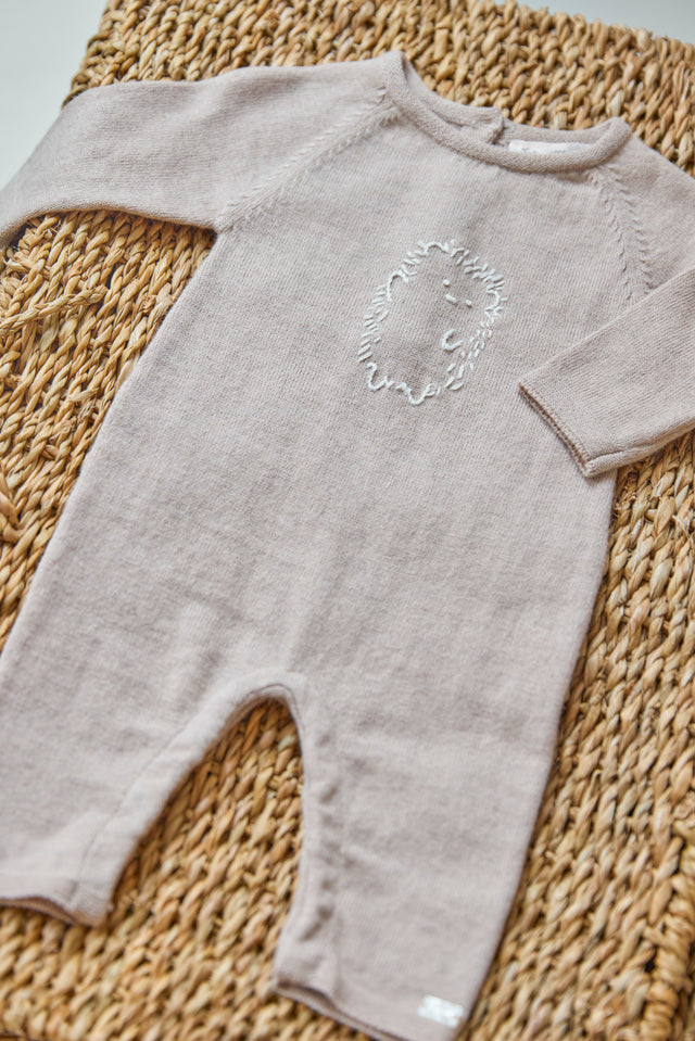 Combinaison longue - Moka broderie hérisson - Image principale