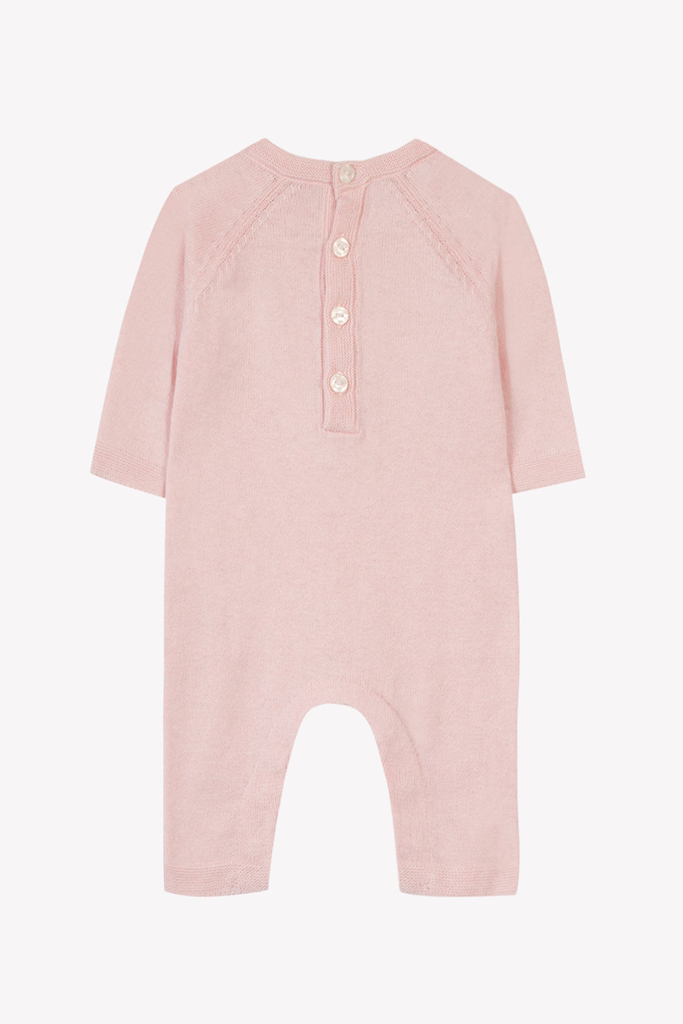 Lange Kombination - Blassrosa Stickerei Kaninchen