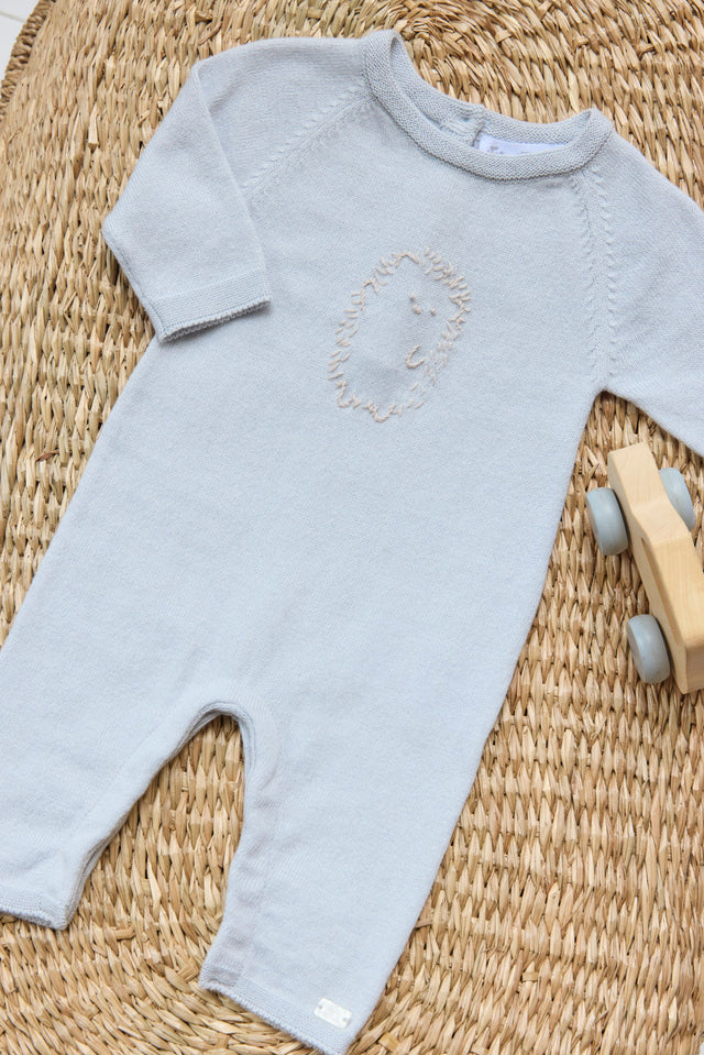 Combinaison longue - Bleu céleste broderie hérisson - Image principale