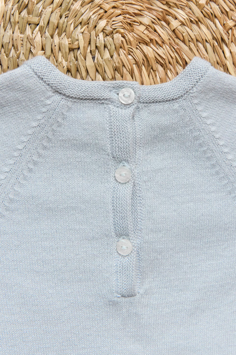 Combinaison longue - Bleu céleste broderie hérisson - Image principale